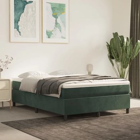 Κρεβάτι Boxspring με Στρώμα Σκούρο Πράσινο 140x190εκ. Βελούδινο