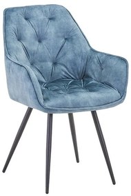 Πολυθρόνα Τραπεζαρίας 016 Fylliana Πετρόλ Βελούδο με Μεταλλικά πόδια 2αδα 59x58x88 εκ.