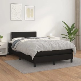 Κρεβάτι Boxspring με Στρώμα Μαύρο 120 x 200 εκ. Συνθετικό Δέρμα
