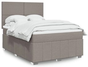 VidaXL Κρεβάτι Boxspring με Στρώμα Taupe 140x190 εκ. Υφασμάτινο