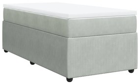 vidaXL Κρεβάτι Boxspring με Στρώμα Ανοιχτό Γκρι 90x190 εκ. Βελούδινο