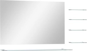 vidaXL Καθρέφτης Τοίχου Ασημί 100 x 60 εκ. με 5 Ράφια