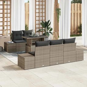 vidaXL Σετ 6 Τεμαχίων Καναπέ με Μαξιλάρια σε Γκρι Πολυ Ράτταν