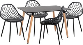 ΣΕΤ ΤΡΑΠΕΖΑΡΙΑΣ 5ΤΜΧ LIO HM21175 MDF TOP &amp; ΠΟΛΥΠΡΟΠΥΛΕΝΙΟ ΣΕ ΜΑΥΡΟ