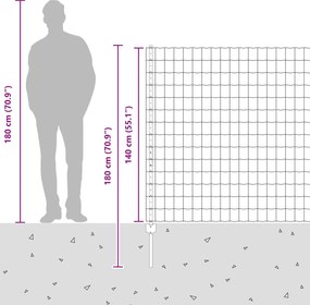 vidaXL Περίφραξη Euro με Στήλη 10 x 1,4 μ Γαλβανισμένος Χάλυβας Ασημί