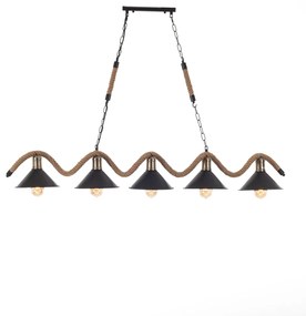 Artekko Hemp Rope Φωτιστικό Οροφής 5φωτο (Ε27) με Μαύρο Μέταλλο/Σχοινί (140x20x50)cm Artekko 023-3319