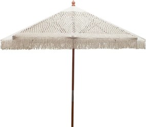 Ομπρέλα Brilie pakoworld ξύλο-μακραμέ Φ2.70x2.60 m εκρού