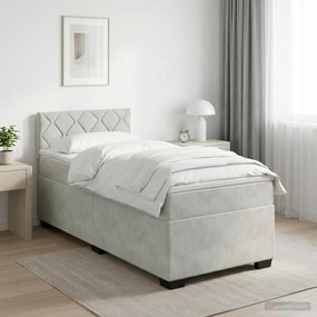 vidaXL Κρεβάτι box spring με στρώμα Ανοιχτό γκρι 100 x 200 cm Βελούδο