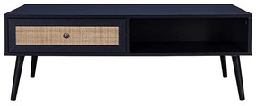 Τραπέζι σαλονιού Oslo μαύρο-φυσικό 110x59x41,5εκ Υλικό: CLIPBOARD WITH PAPER WOOD - PP RATTAN 086-000017