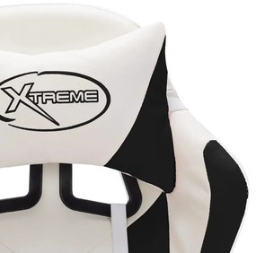 Καρέκλα Racing με Φωτισμό RGB LED Ασπρόμαυρη Συνθετικό Δέρμα - Πολύχρωμο