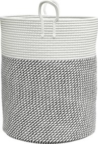 vidaXL Καλάθι Αποθήκευσης Γκρι και Λευκό Ø38 x 46 εκ. Βαμβακερό