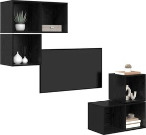 vidaXL Σετ επίπλου τηλεόρασης 4 pcs Μαύρη Οξυά Επεξεργασμένο ξύλο