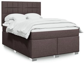 VidaXL Κρεβάτι Boxspring με Στρώμα Σκούρο Καφέ 140x190 εκ. Υφασμάτινο