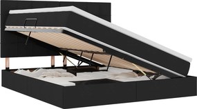vidaXL LED Κρεβάτι αποθήκευσης με στρώμα Μαύρο 160 x 200 cm Ύφασμα