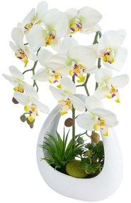 Τεχνητό Φυτό Σε Κασπώ Orchid 21128 25x19x39cm White GloboStar Πηλός,Ύφασμα