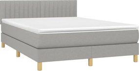 vidaXL Κρεβάτι Boxspring με Στρώμα Ανοιχτό Γκρι 140x190 εκ. Υφασμάτινο