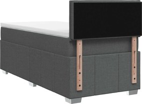 vidaXL Κρεβάτι box spring με στρώμα Σκούρο Γκρι 90 x 200 cm Ύφασμα