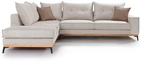 Γωνιακός καναπές δεξιά γωνία Luxury II pakoworld ύφασμα cream-mocha 290x235x95εκ - Ύφασμα - 168-000016