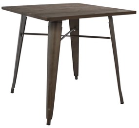 ΤΡΑΠΕΖΙ ΜΕΤΑΛΛΙΚΟ ΣΕ ΧΡΩΜΑ RUSTY ΚΑΙ ΞΥΛΟ HM0611.04 80x80x76εκ