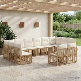 vidaXL Σειρά Καναπέ Εξωτερικού 12 pcs Φυσικό και Κρέμα Λευκό