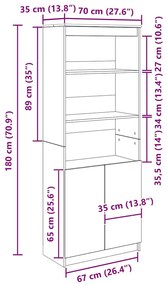 Ντουλάπι Sonoma Δρυς 70x35x180 εκ. από Επεξεργασμένο Ξύλο - Καφέ