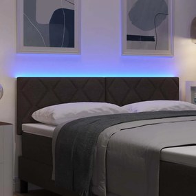 vidaXL LED κεφαλάρι Ανοιχτό γκρι 160 cm ύφασμα