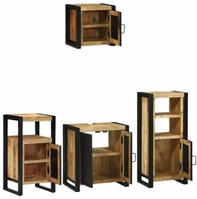 vidaXL Σετ Επίπλων Μπάνιου με ράφι 4 pcs Καφέ Στερεό ξύλο μάνγκο