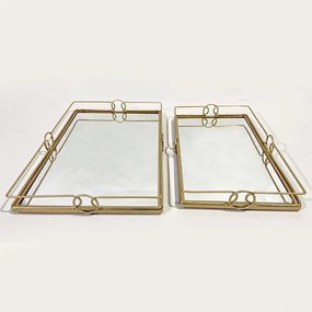 S/2 ΔΙΣΚΟΙ ΜΕΤΑΛΛΙΚΟΙ ΜΕ ΚΑΘΡΕΦΤΗ ΧΡΥΣΟΙ 45X30X6cm / 40X24X6cm|752-16096
