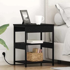 vidaXL Κομοδίνο Μαύρη δρυς 41 x 31 x 51 εκ. Επεξεργασμένο ξύλο