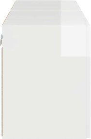 vidaXL Ντουλάπι Τηλεόρασης Τοίχου 2 pcs Υψηλής γυαλάδας λευκό