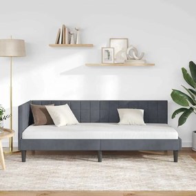 vidaXL Κρεβάτι Γωνίας με κεφαλάρι Σκούρο γκρι 80 x 200 cm Βελούδο
