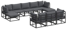 vidaXL Σετ Καναπέ Κήπου 10 pcs Μαύρο Αλουμίνιο