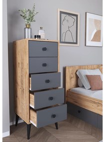Συρταριέρα ArteLibre AMARI Δρυς/Ανθρακί Μοριοσανίδα 43x43x114cm