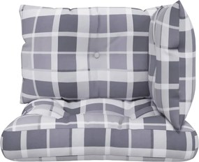 vidaXL Μαξιλάρια Παλέτας 3 τεμ. Γκρι Καρό Υφασμάτινα