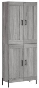 vidaXL Ντουλάπι Γκρι Sonoma 69,5 x 34 x 180 εκ. Επεξεργασμένο Ξύλο