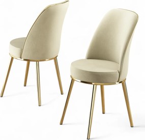 Καρέκλα 6τμχ Κρέμ / Χρυσό PEFA 45x42x91