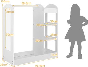 Παιδική Ντουλάπα Με Καθρέφτη-Λευκή TP10021WH Costway