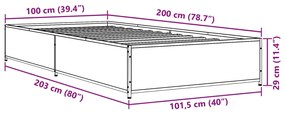 ΠΛΑΙΣΙΟ ΚΡΕΒΑΤΙΟΥ ΜΑΥΡΟ 100X200 ΕΚ. ΕΠΕΞ. ΞΥΛΟ &amp; ΜΕΤΑΛΛΟ 845106