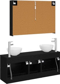 vidaXL Σετ Επίπλων Μπάνιου 4 pcs Μαύρη Δρυς