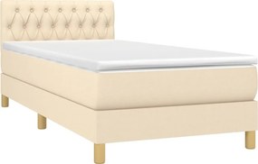 vidaXL Κρεβάτι Boxspring με Στρώμα &amp; LED Κρεμ 90x200 εκ. Υφασμάτινο