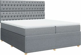 vidaXL Κρεβάτι Boxspring με Στρώμα Ανοιχτό Γκρι 200x200 εκ. Υφασμάτινο