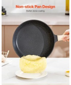 VEVOR 19 Piece Pots and Pans Set Granite Nonstick Kitchen Cookware Black