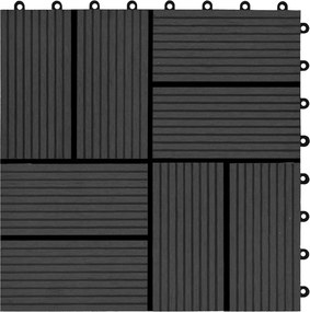 vidaXL Πλάκα Κατασκευής 22 pcs Μαύρο 30 x 30 cm WPC