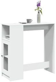 Τραπέζι Μπαρ με Ράφια Λευκό 101x40x103,5 εκ. Επεξεργ. Ξύλο