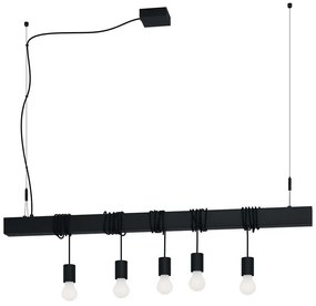 Φωτιστικό Οροφής - Ράγα Townshend-B 39937 110x9,5x200cm 5xE27 40W Black Eglo Steel