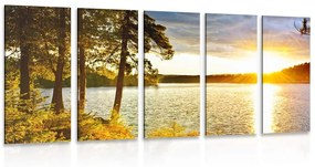 Εικόνα 5 μερών ηλιοβασίλεμα πάνω από τη λίμνη - 200x100