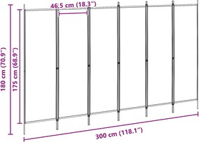 vidaXL Διαχωριστικό Δωματίου 6-Πάνελ Μπεζ 300 x 180 cm Ύφασμα