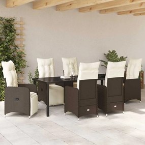 vidaXL Σέτ φαγητού για κήπο 7 pcs Καφέ συνθετικό ρατάν