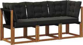 vidaXL 3 τμχ. Εξωτερικός Μεσαίος και Γωνιακός Καναπές Φυσικό