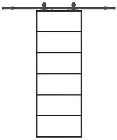 vidaXL Συρόμενη Πόρτα με Μηχανισμό Μαύρο 76x205 εκ. Γυαλί ESG